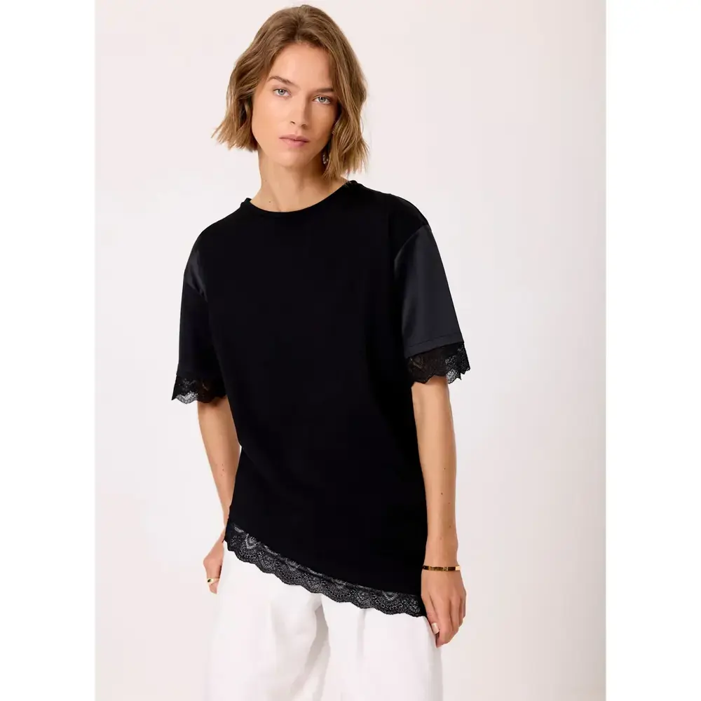 Mint Velvet Black Satin Trim Top